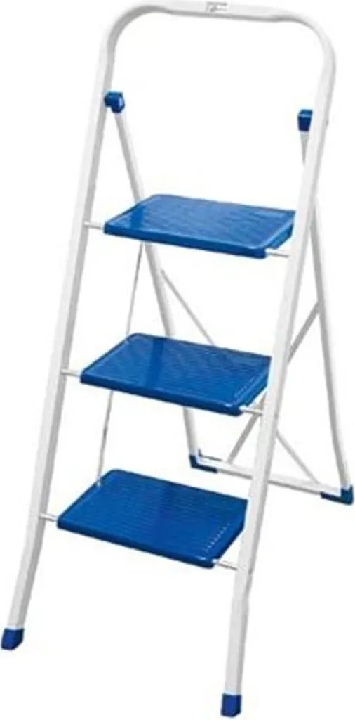 Escabeau métallique BURI 3 marches pliable pour travaux de ménage