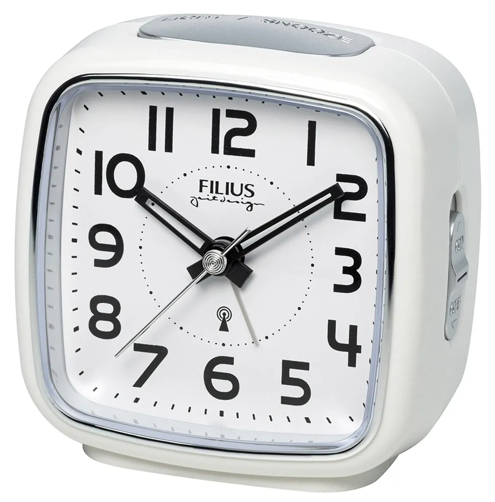 Réveil radio-piloté Filius 0607-0 blanc et argenté pour une heure exacte