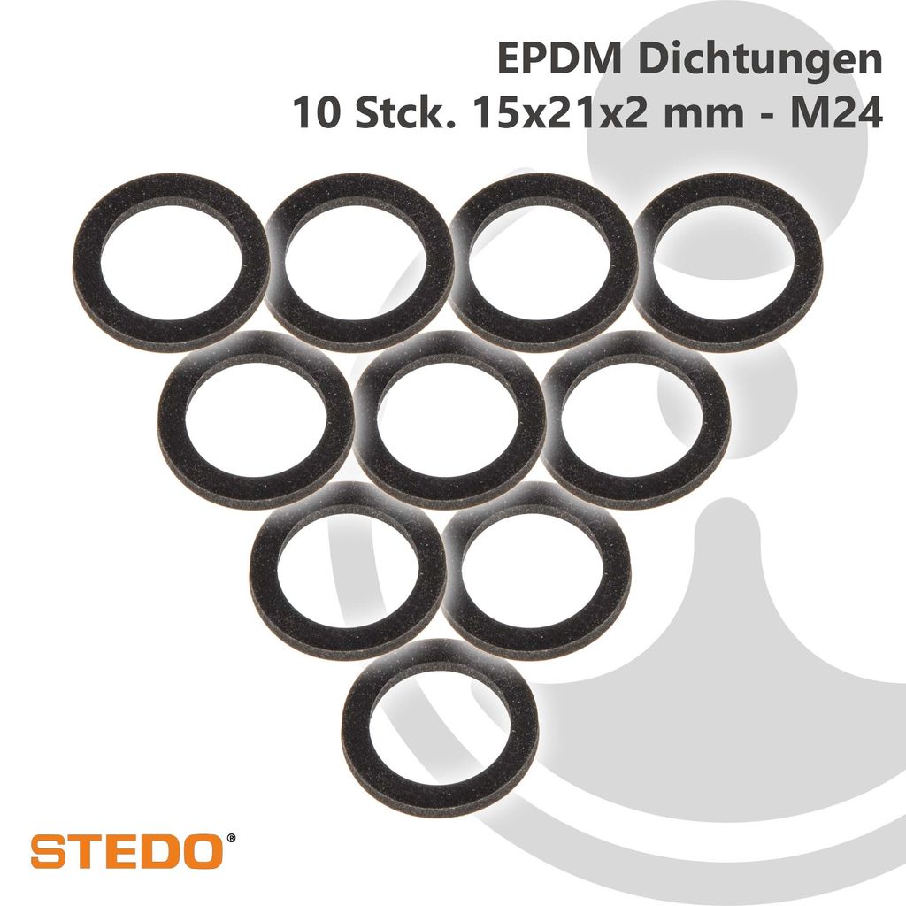 STEDO EPDM Dichtung, 15 x 21 x 2,0 mm M24 (VE 10 Stück) Produktbild 