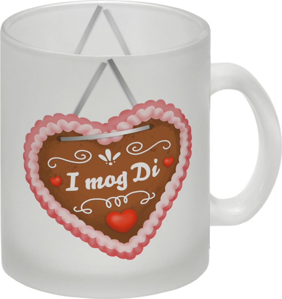 I mog di Glas Tasse mit Lebkuchenherz