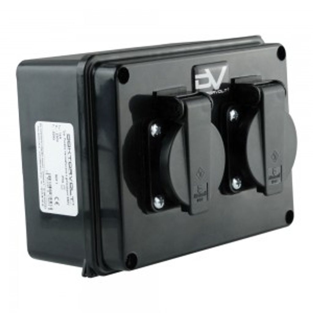 Nástenný rozvádzač 2x230V IP54 Schuko Rozvádzač 160x120x95 Obrázok produktu 