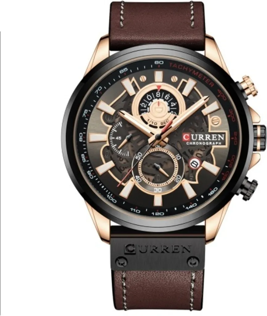 Montre Homme CURREN Gary Marron Foncé KP14412 - Style Élégant et Chic
