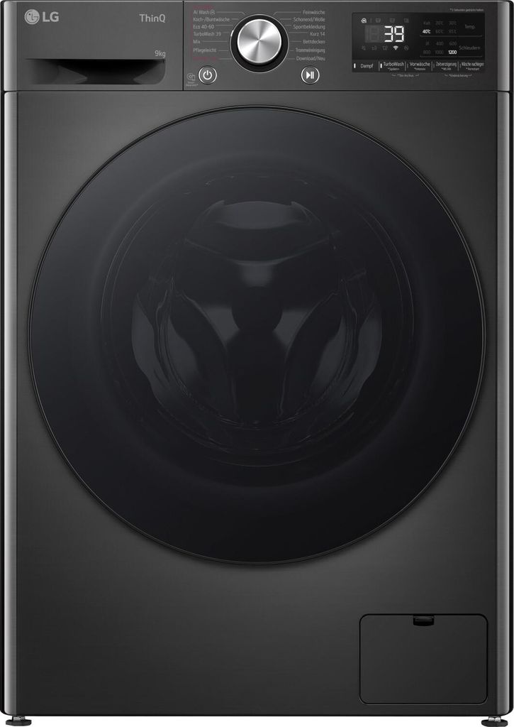 LG F2V7SLIM9B black Waschmaschine, 9 kg, Energie A, Steam