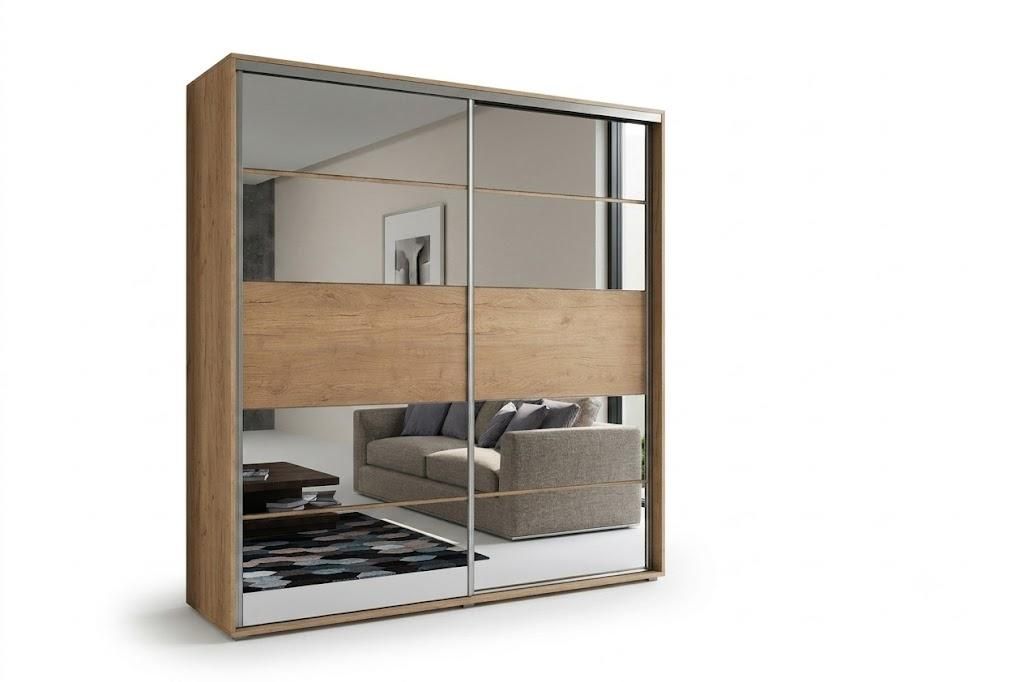Szafa A6 craft złoty, przesuwna z lustrem - 230 x 62 x 245 Zdjęcie produktu 