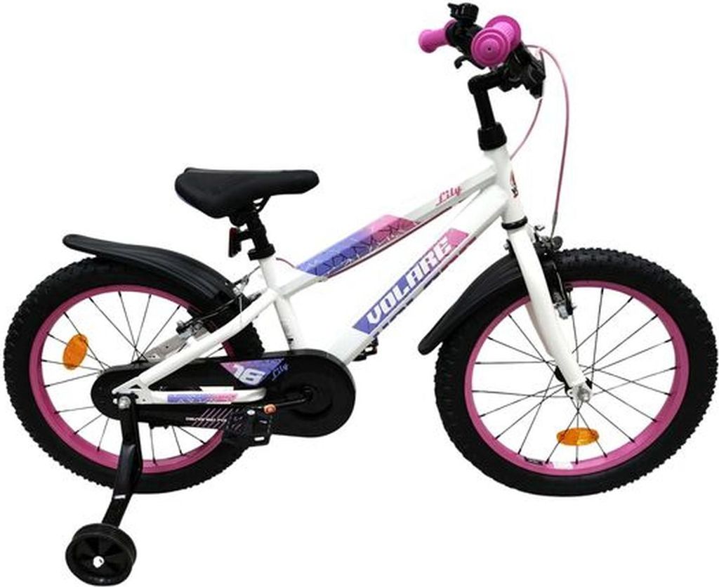 Volare Lily Kinderfahrrad - Mädchen - 18 Zoll - Weiß Rosa Produktbild 
