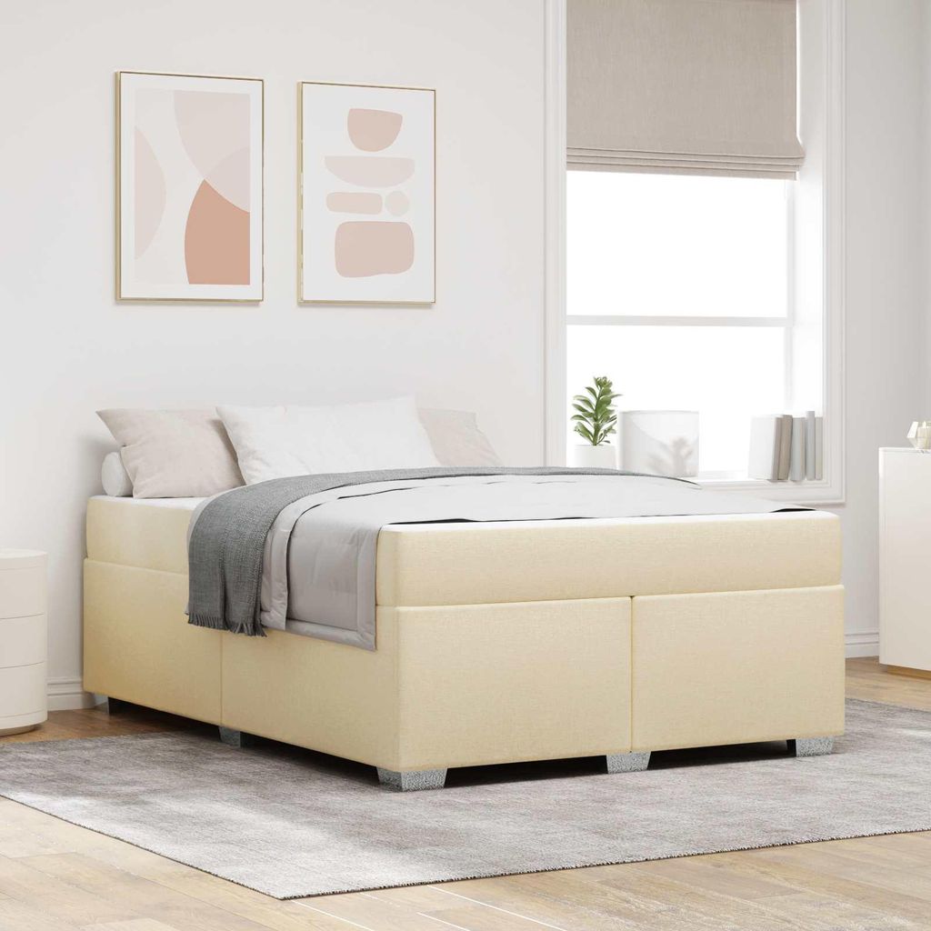 Maison Exclusive - Bettrahmen mit Matratze Creme 160 x 200 cm Stoff