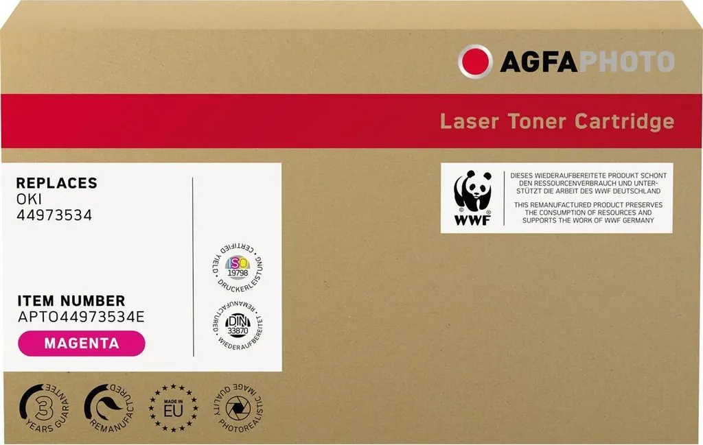 Toner Magenta AgfaPhoto APTO44973534E - Alternativa Oki 44973534 Professionale