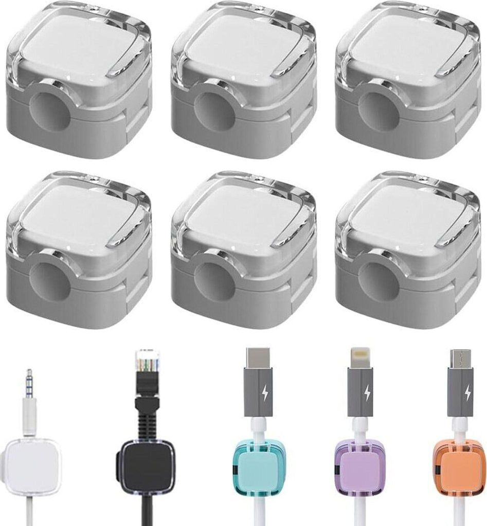Magnetic Cable Clips – Selbstklebende Kabelorganizer in Transparent Weiß, Für Schreibtisch, Nachttisch, Ladekabel