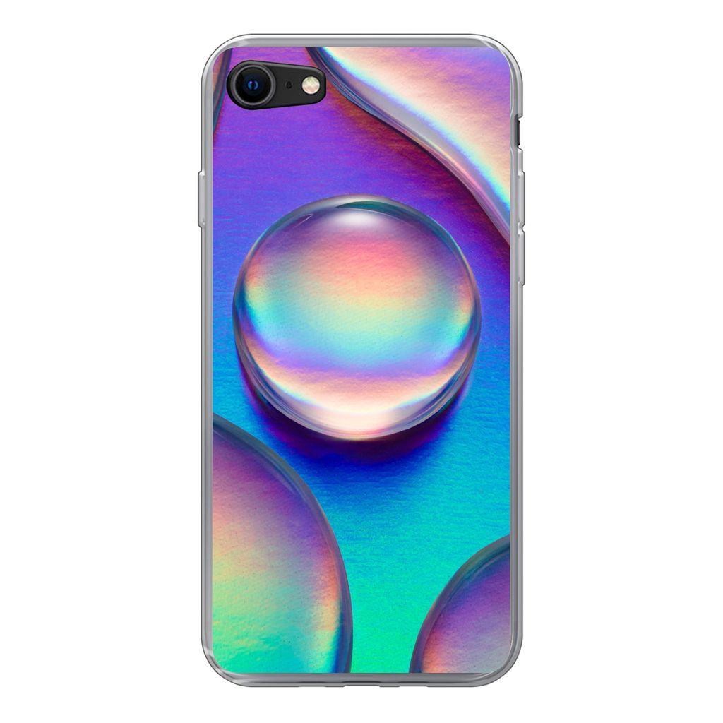 MuchoWow Handyhülle Schutzhülle Hülle für iPhone 8 Wasser - Regenbogen - Abstrakt Silikon Softcase Handy Hülle - Schutzhaube