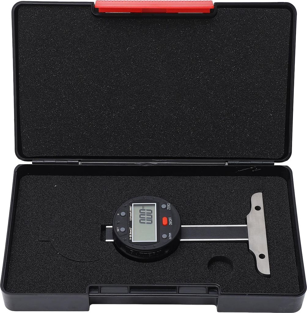 Digitales Tiefenmessgerät 0–50,8 mm (0–2 Zoll) Messbereich, 0,01 mm (0,0005 Zoll) Genauigkeit, LCD-Anzeige, elektronischer Tiefenmesser mit US...
