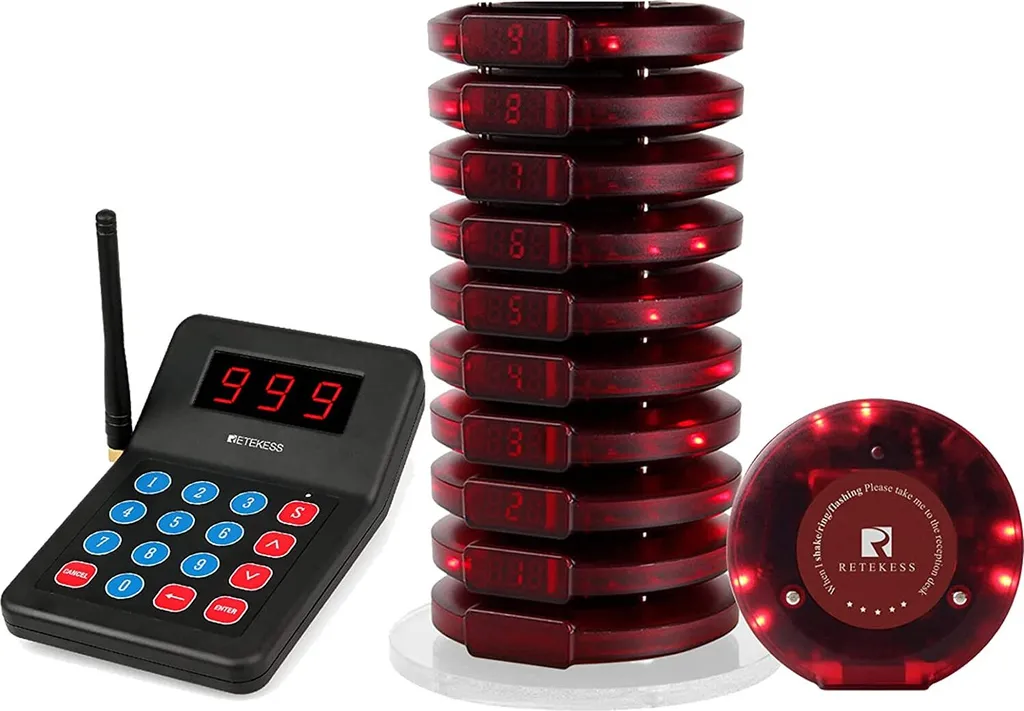 Retekess T119 Système de téléavertisseur sans fil avec 10 pagers noirs