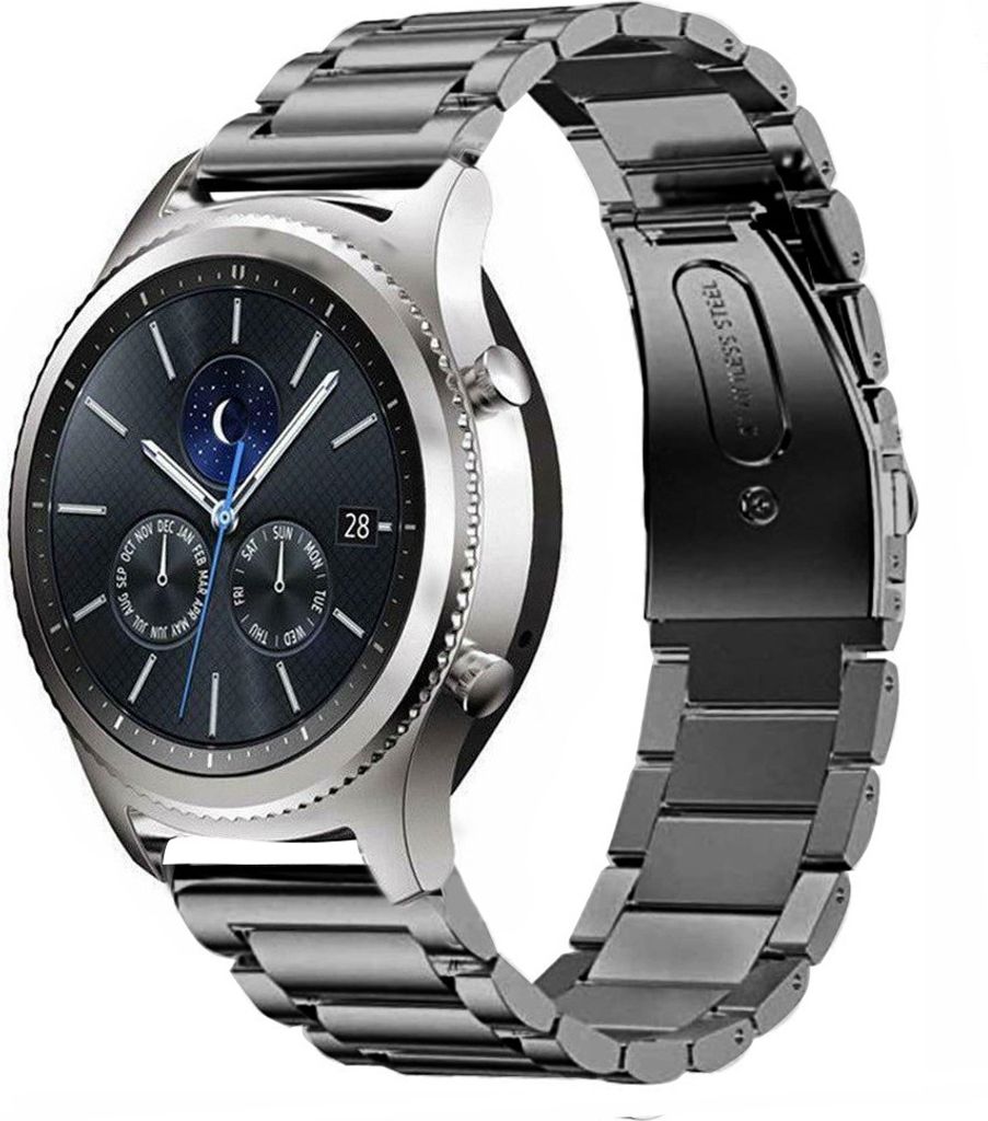 Strap-it Titanarmband - Kompatibel mit Samsung Gear S3 Armband - Ersatzarmband - Titanium - Hochwertiges Material - für Smartwatch 22mm Armband Gr...