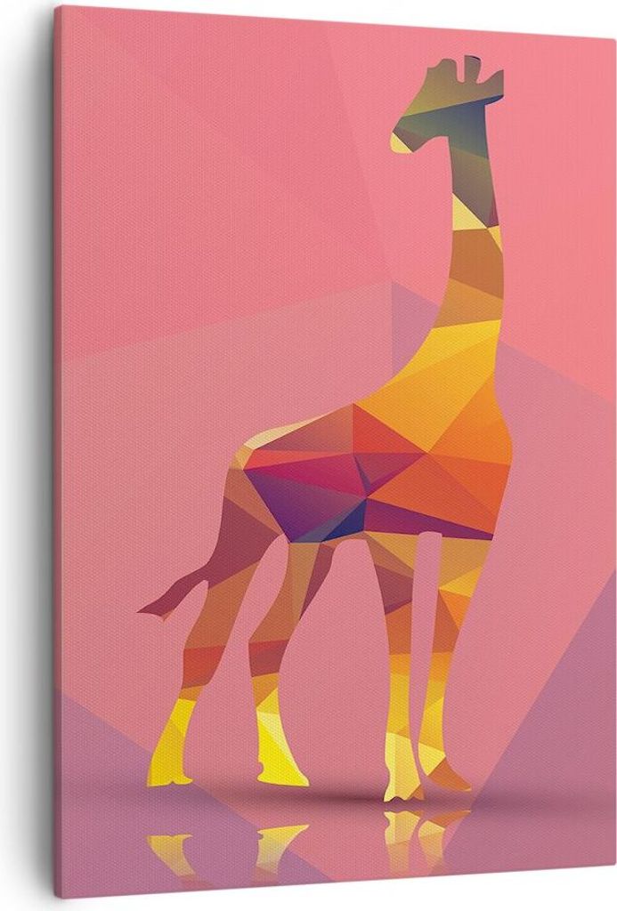 Bild auf Leinwand - Leinwandbild - Einteilig - Giraffe modern Grafik - 50x70cm - Wand Bild - Wanddeko - Wandbilder - Leinwanddruck - Wanddekoration...