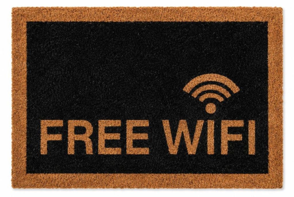 Fußmatte Free Wifi ca. 60 x 40 cm mit Antirutsch-Beschichtung