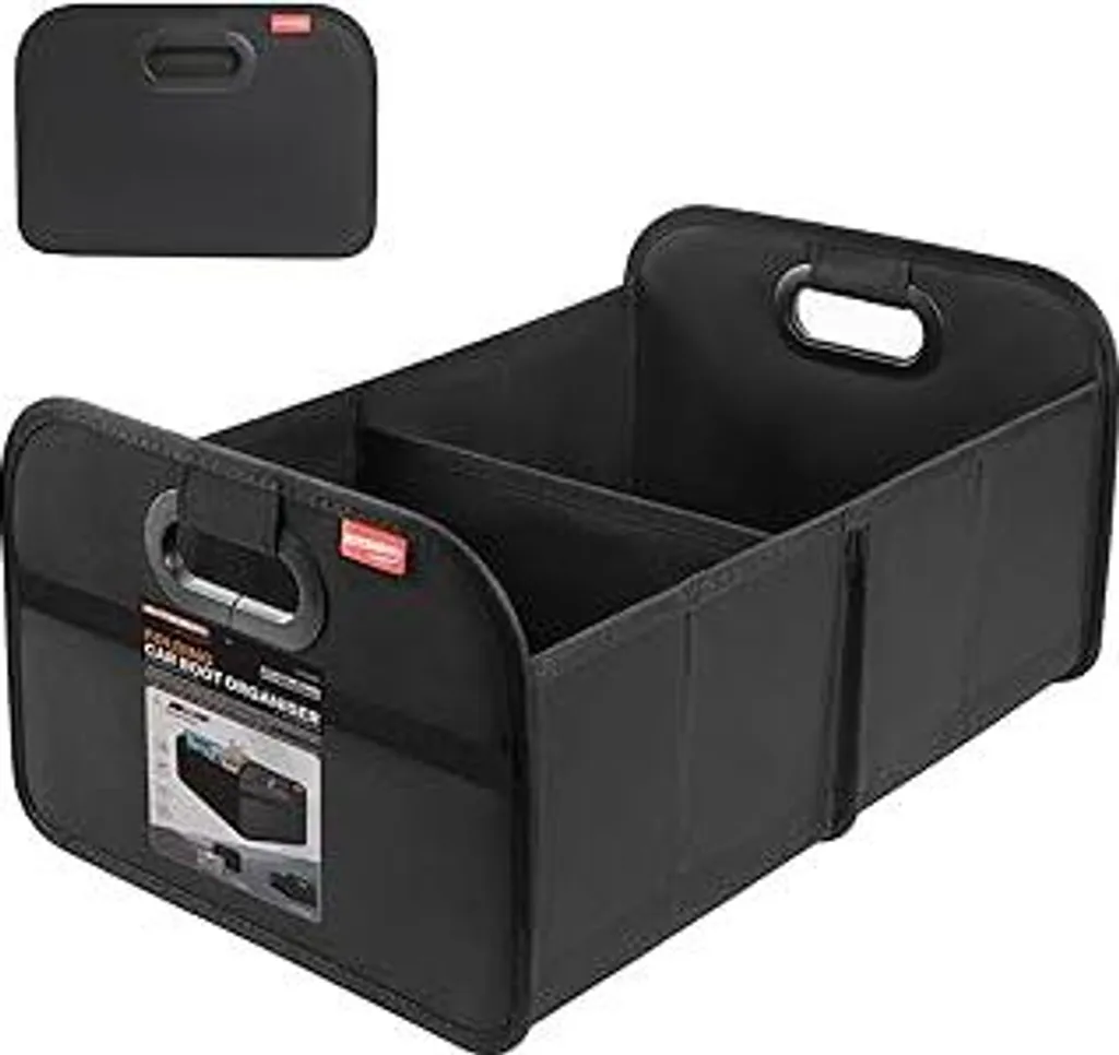 Organizer per bagagliaio auto 35L Borsa pieghevole per bagagliaio con 2 scomparti e fondo stabile, tessuto Oxford 600D impermeabile Box per bagagliaio Box per auto per shopping, campeggio e viaggi