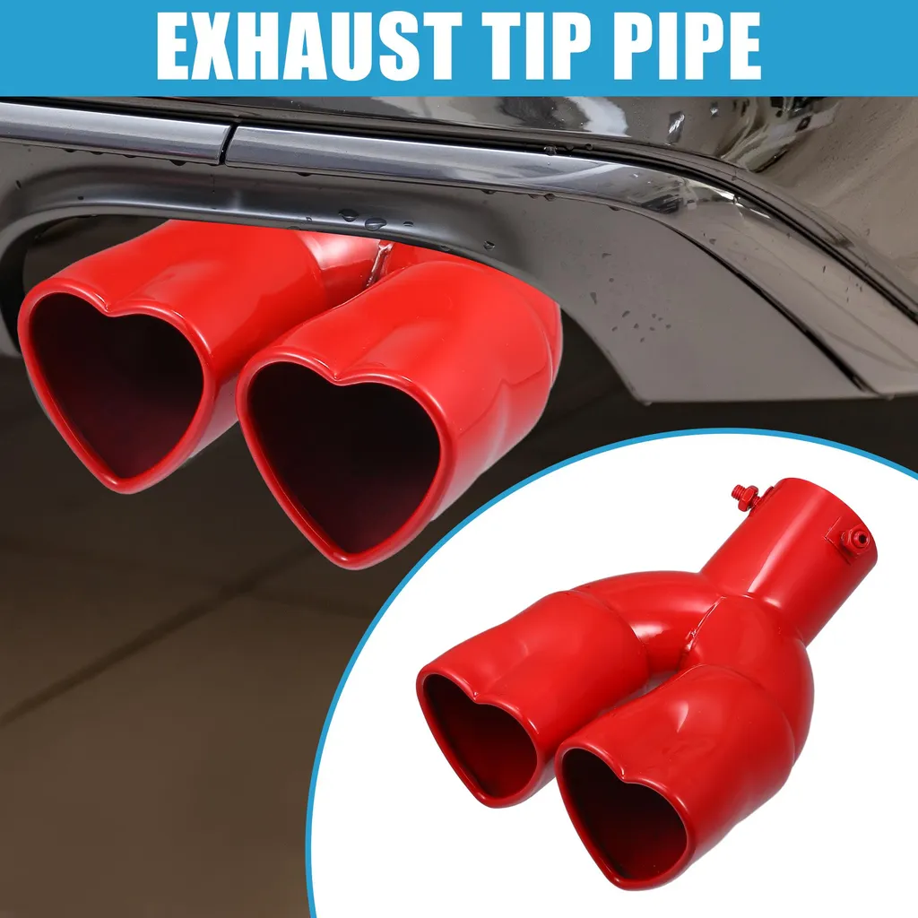 Embout de silencieux d'échappement cœur en métal rouge pour tuning