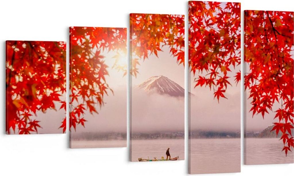 Bild auf Leinwand - Leinwandbild - Vulkan See - 100x60cm - Wand Bild - Wanddeko - Wandbilder - Leinwanddruck - Bilder - Kunstdruck - Wanddekoration...