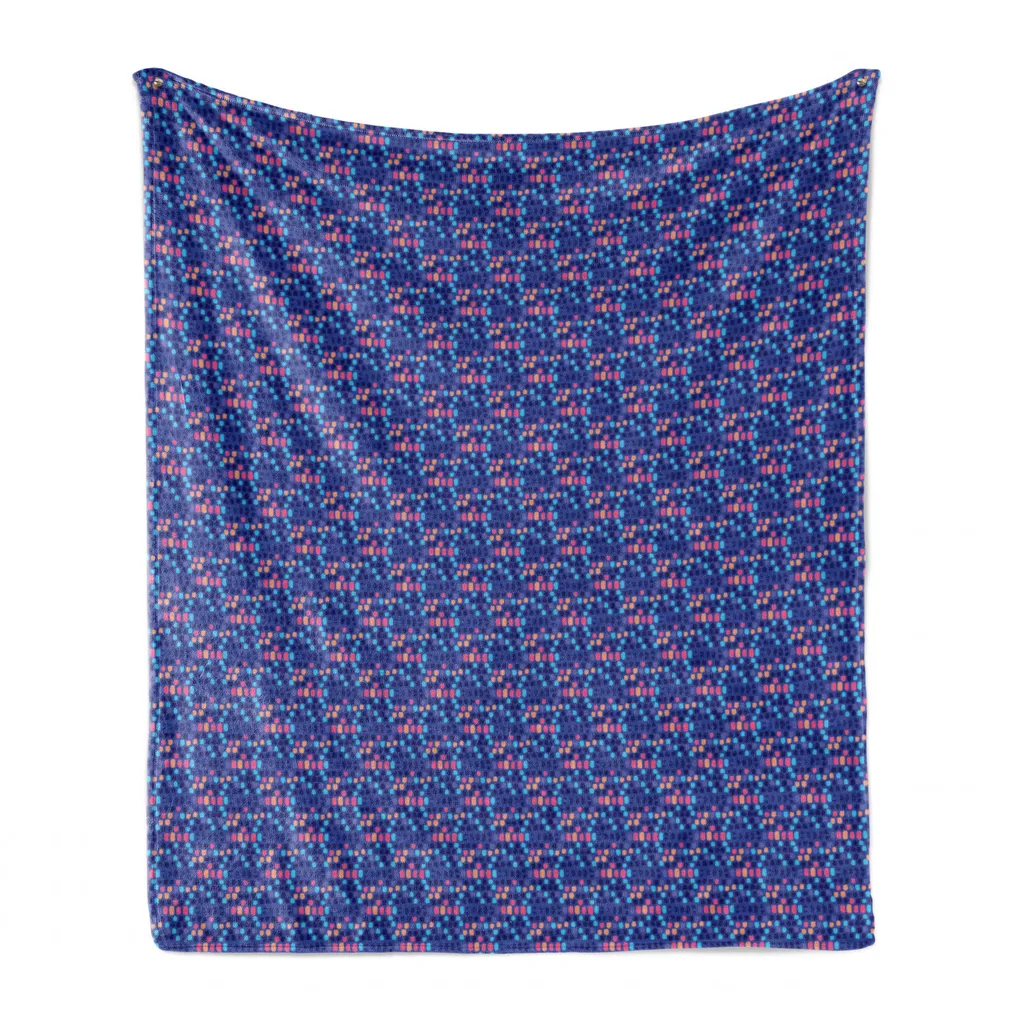 ABAKUHAUS Coperta in morbido pile di flanella, tracce di pennellate artistiche, soffice peluche per interni ed esterni, 125 x 175 cm, blu reale multicolore