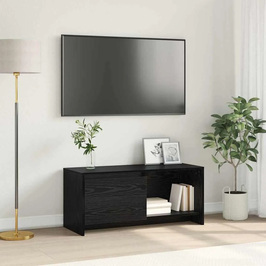 Maison Exclusive - Mobile TV da parete effetto rovere nero 90 x 35 x 40 cm