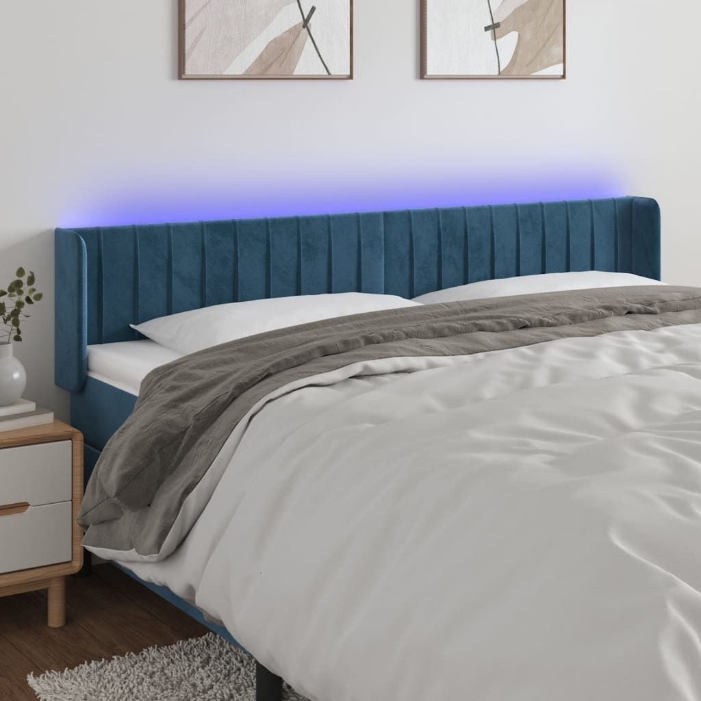 Maison Exclusive - LED Kopfteil Dunkelblau 183x16x78/88 cm Samt