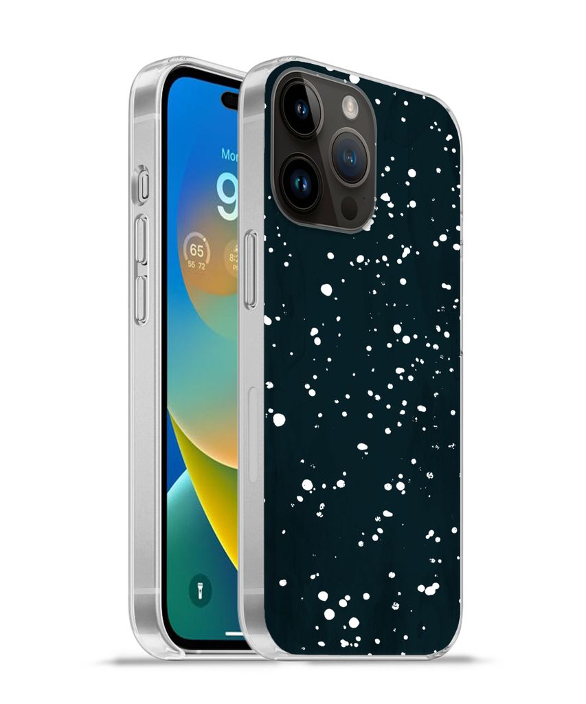 MuchoWow Handyhülle Schutzhülle Hülle für Apple iPhone 14 Pro - Softcase Polka dots - Schwarz - Weiß Silikon Softcase Handy Hülle - Umschlag