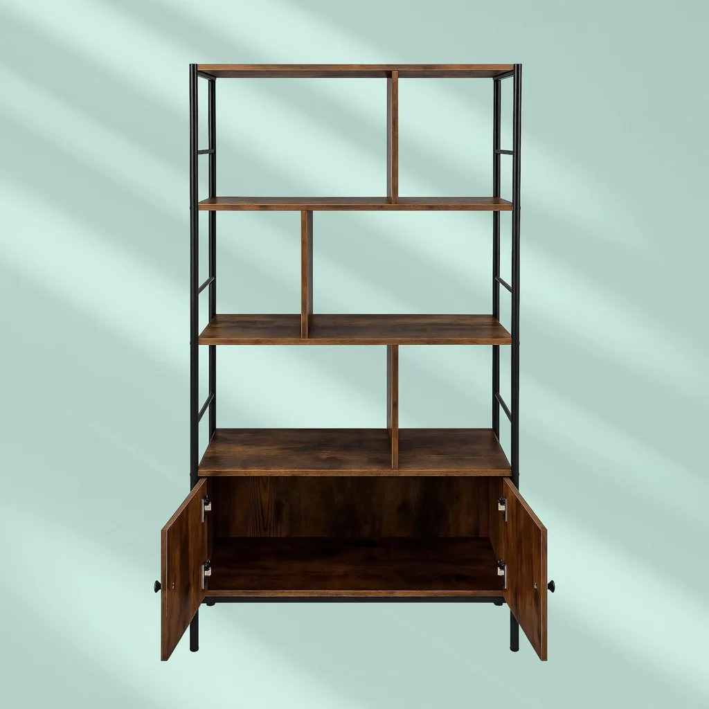 Bibliothèque robuste à 3 niveaux et rangement fermé en bois clair - 5