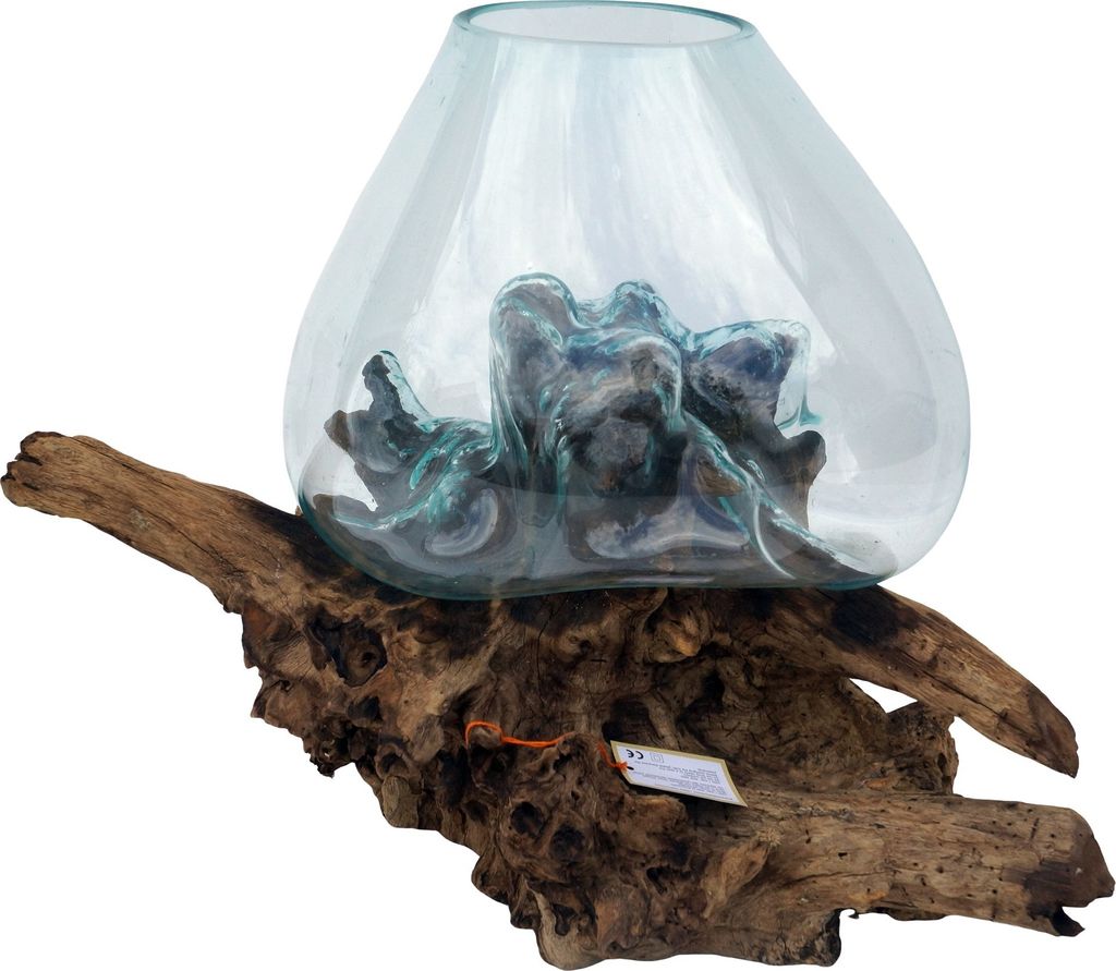 Wurzelholz Vase - Ø Glas bis 50 cm M3, Braun, Holz,Glas,Wurzelholz, Vasen & Blumentöpfe
