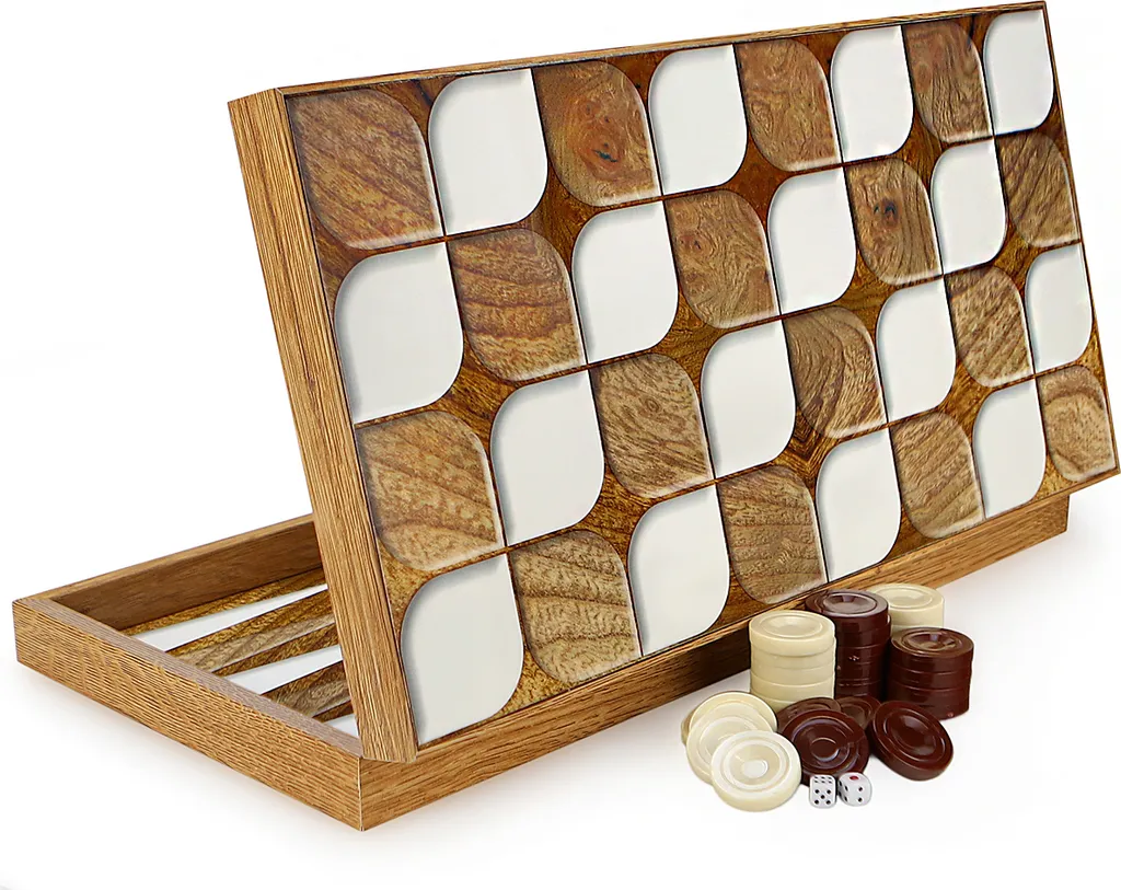Backgammon 3D XXL en bois précieux avec marqueterie de luxe faite main