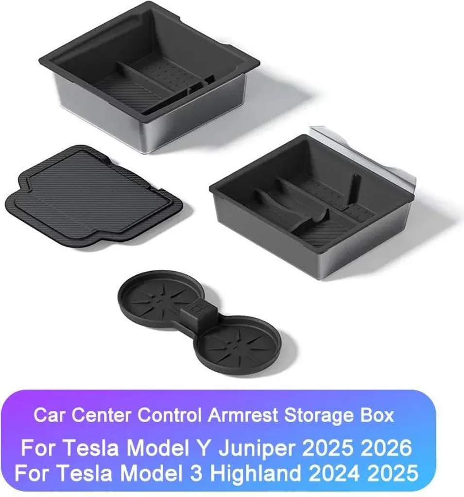 Organiseur pour console centrale ABS noir, ajustement parfait, lot de 1