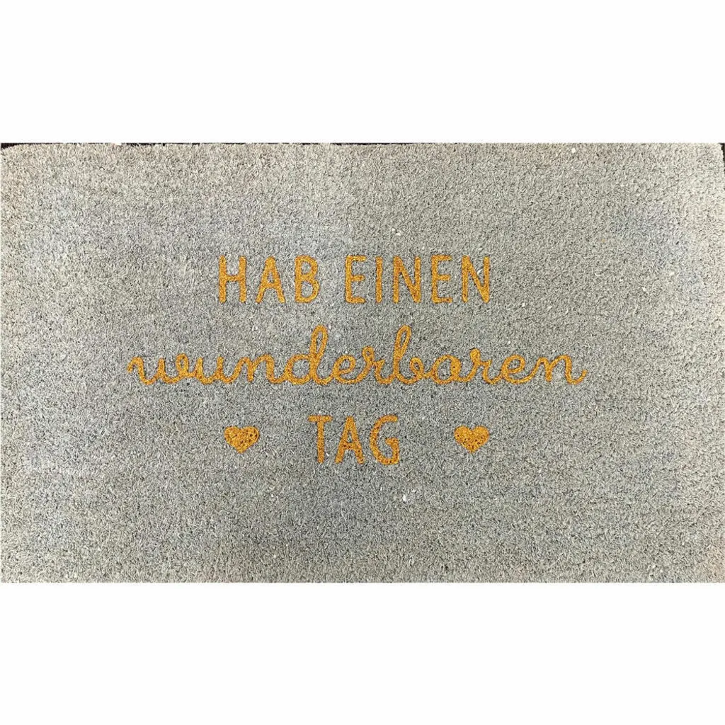 Paillasson bleu antidérapant en coco avec message positif 45x75cm robuste