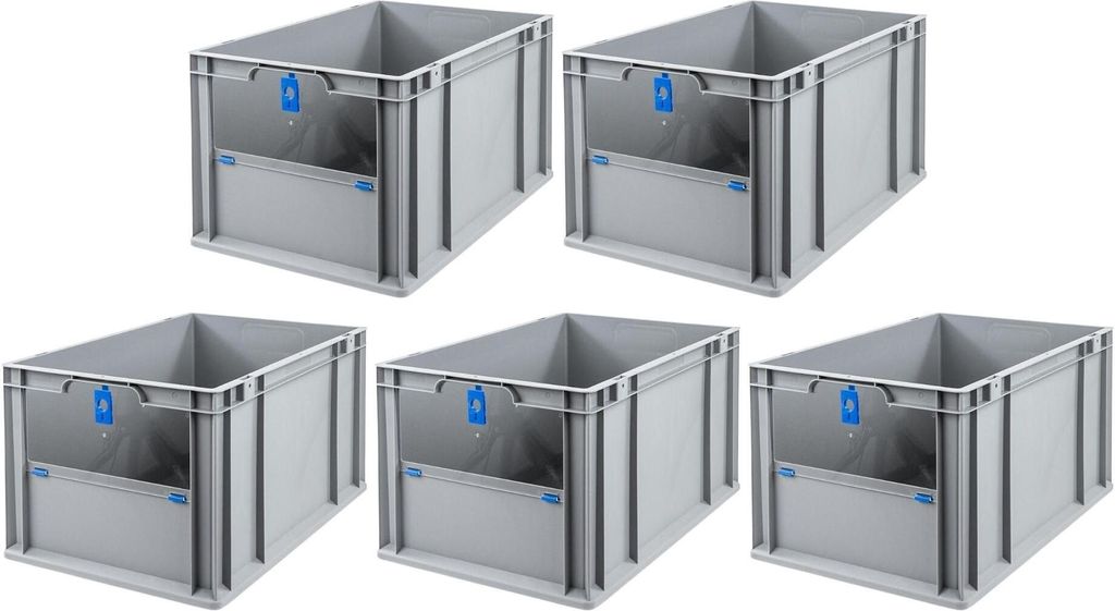SparSet 5x Eurobox NextGen Insight Cover | HxBxT 32x40x60 | 65 Liter | Hoch/Blau | Eurobehälter, Transportbox, Transportbehälter, Stapelbehälter