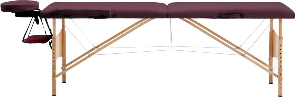 vidaXL Massageliege Klappbar 2-Zonen mit Holzgestell Bordeaux-Lila