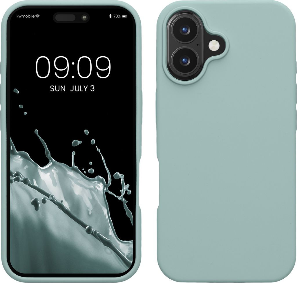 kwmobile Handyhülle für iPhone 16 Hülle, für iPhone 16 Case - Hülle Silikon - kabelloses Laden - Mintgrün
