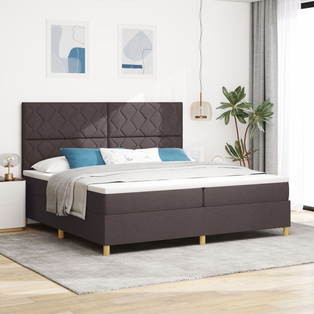 Boxspringbett mit Matratze Dunkelbraun 200x200 cm Stoff, Klassische Betten DesignMöbel Neu