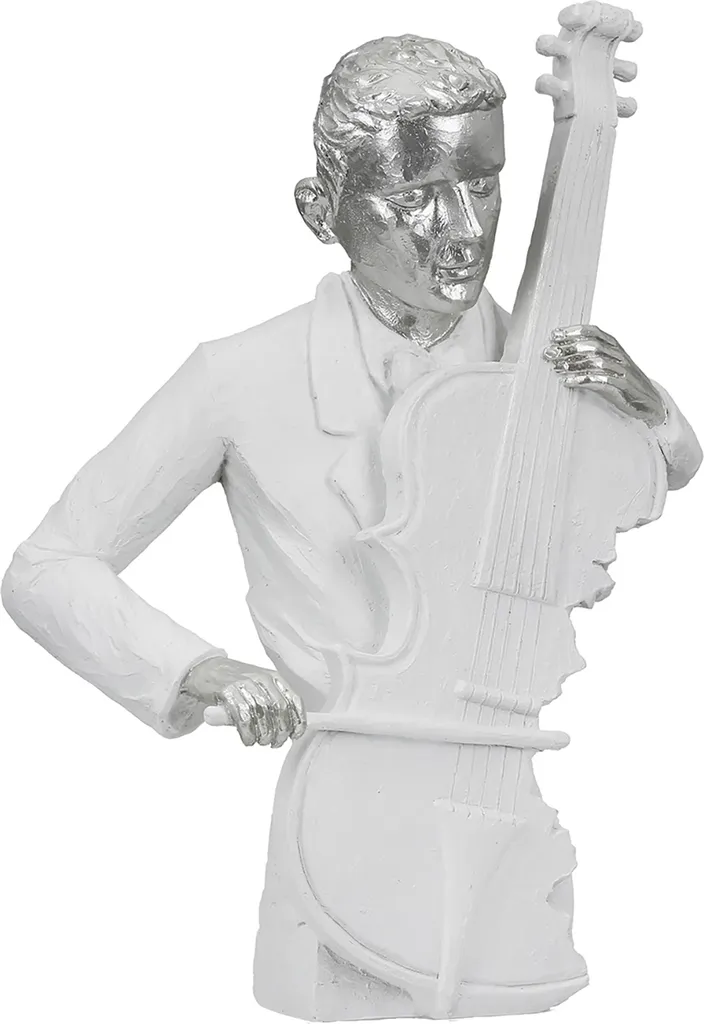 Gilde Figur, Musiker, "Musician", Mannmotiv, Violoncello, Kunstharz, weiß, VE 1, L. 10,5 cm, B. 21 cm, H. 31 cm 52909 - 4