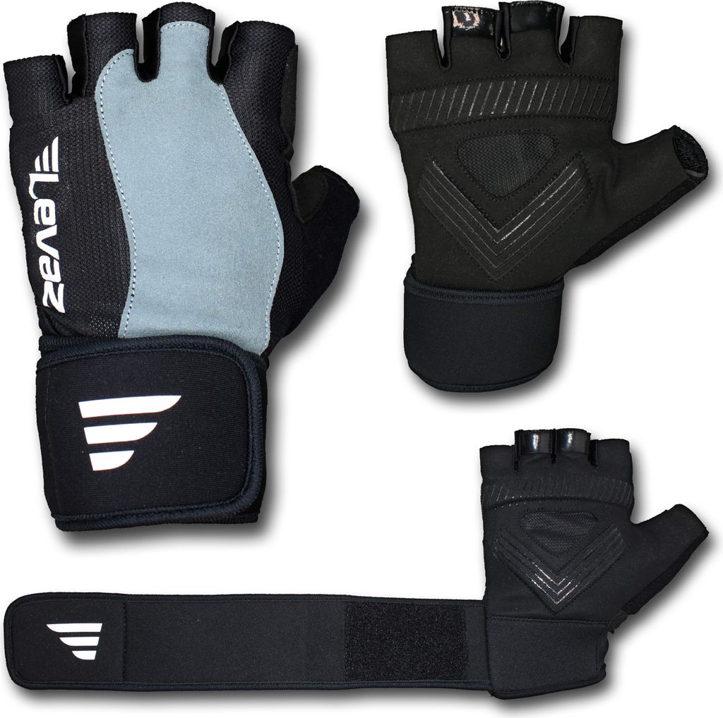 Levaz Booster Grau - Fitness Handschuhe Trainingshandschuh Kraftsport Fitnesshandschuhe - Gr: XL