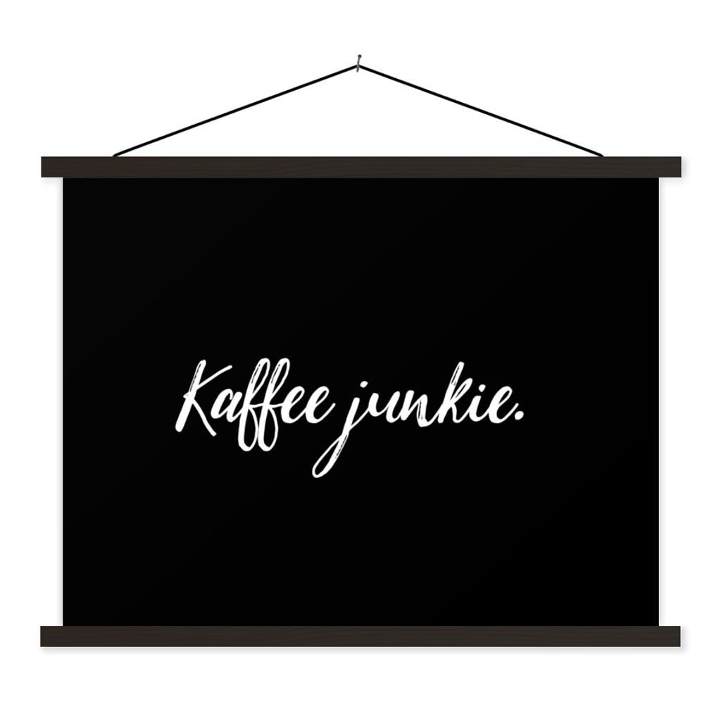 MuchoWow Textilposter Kaffee Junkie - Sprichwörter - Kaffee 40x30 cm mit schwarzem Rahmen - Dekorationen