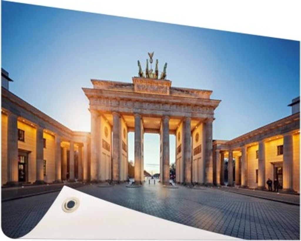 MuchoWow 160x80 cm Outdoor-Poster Gartendeko Sichtschutz Garten Poster für den Garten Brandenburger Tor - Berlin - Sonnenaufgang