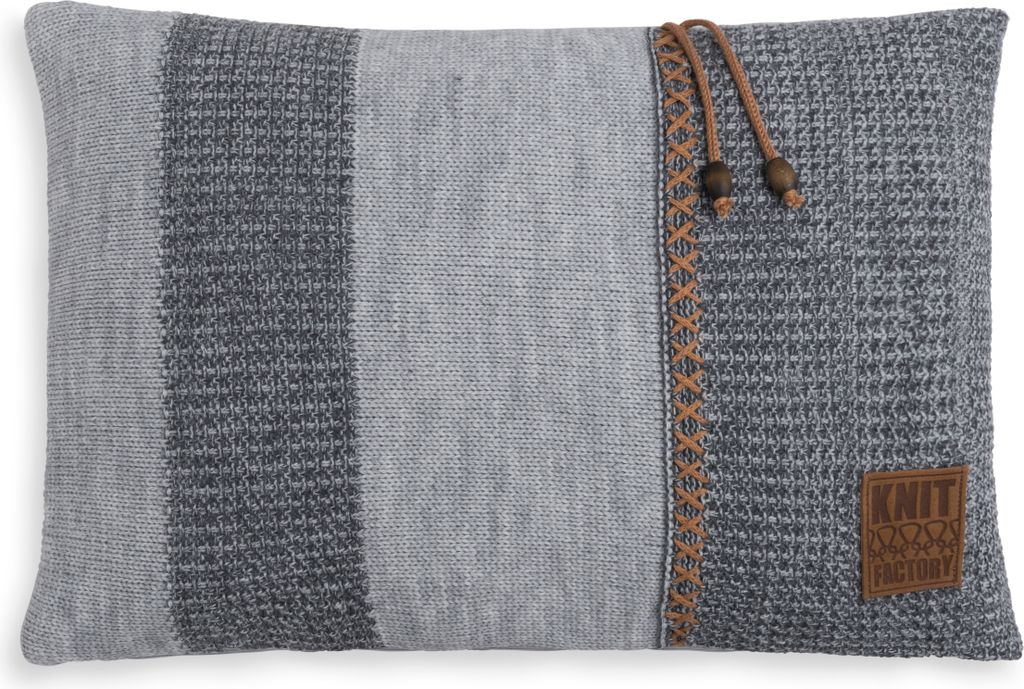 Knit Factory Roxx Kissen - Grau/Anthrazit - 60x40 cm