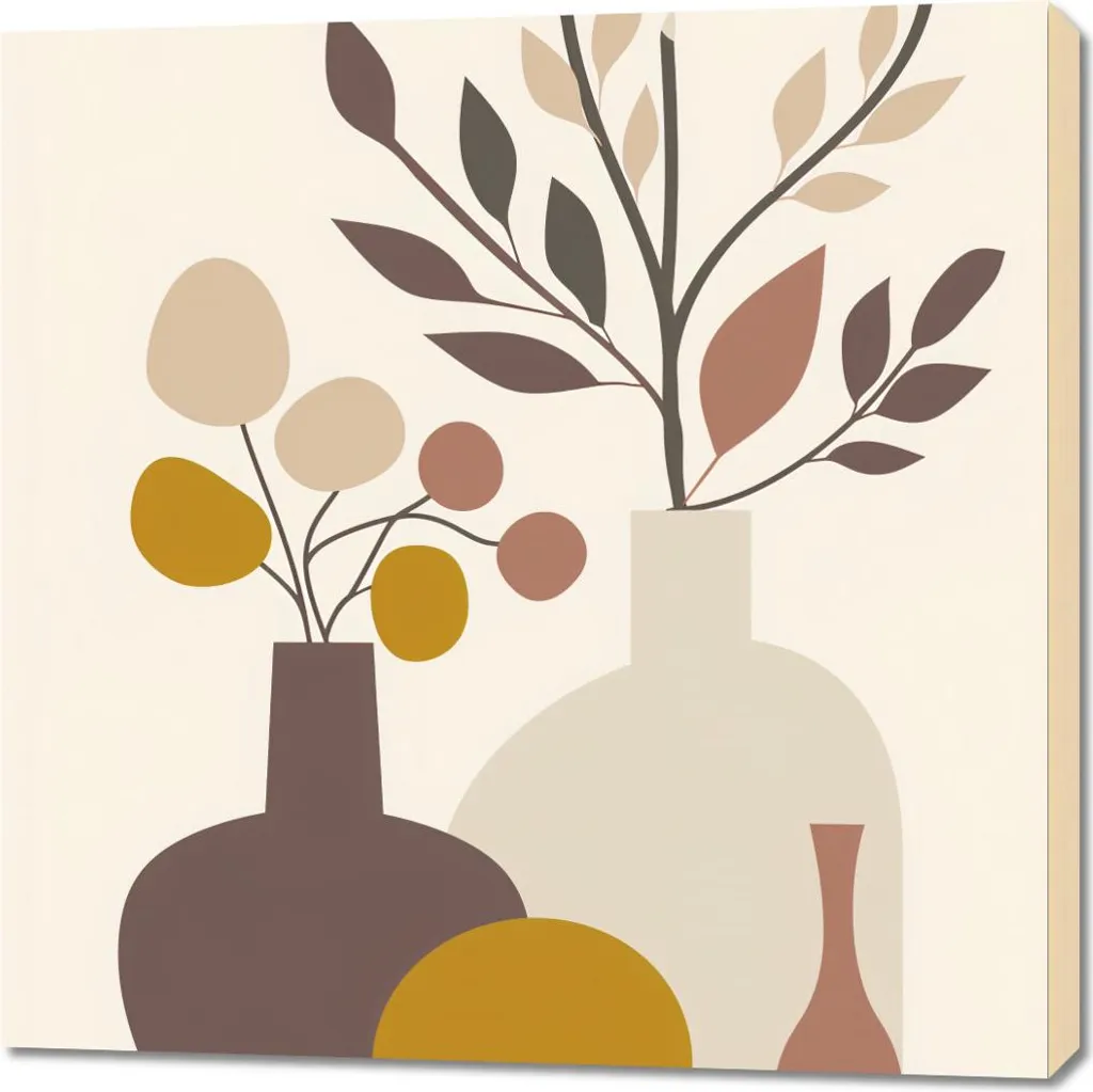 Grand tableau 90x90 cm Nature morte naturelle pour chambre ou salon