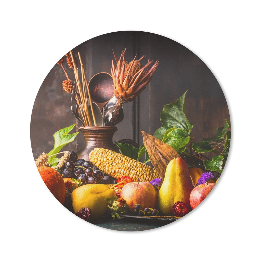 MuchoWow Mauspad Mousepad Gemüse - Obst - Rustikal - Tisch 20x20 cm - Mousepads - Maus Mat - Pad - Mausunterlage - Schreibtischmatte