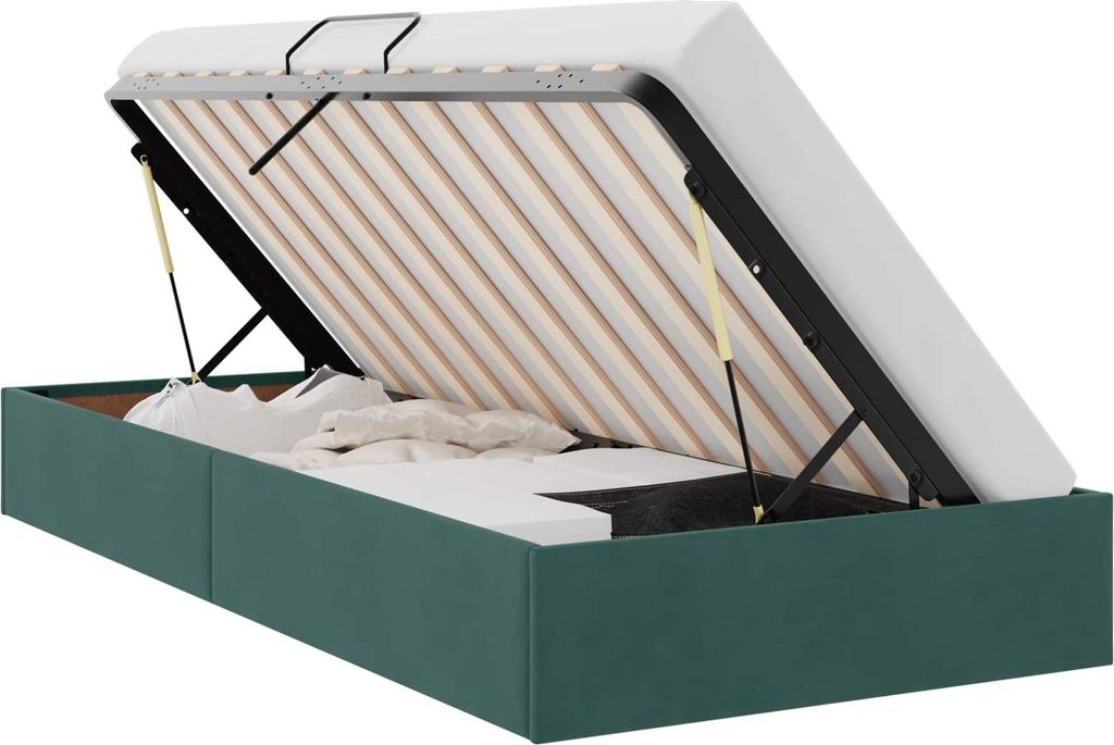 vidaXL Ottoman Bettgestell mit Speicher Dunkelgrün 100 x 200 cm Samt