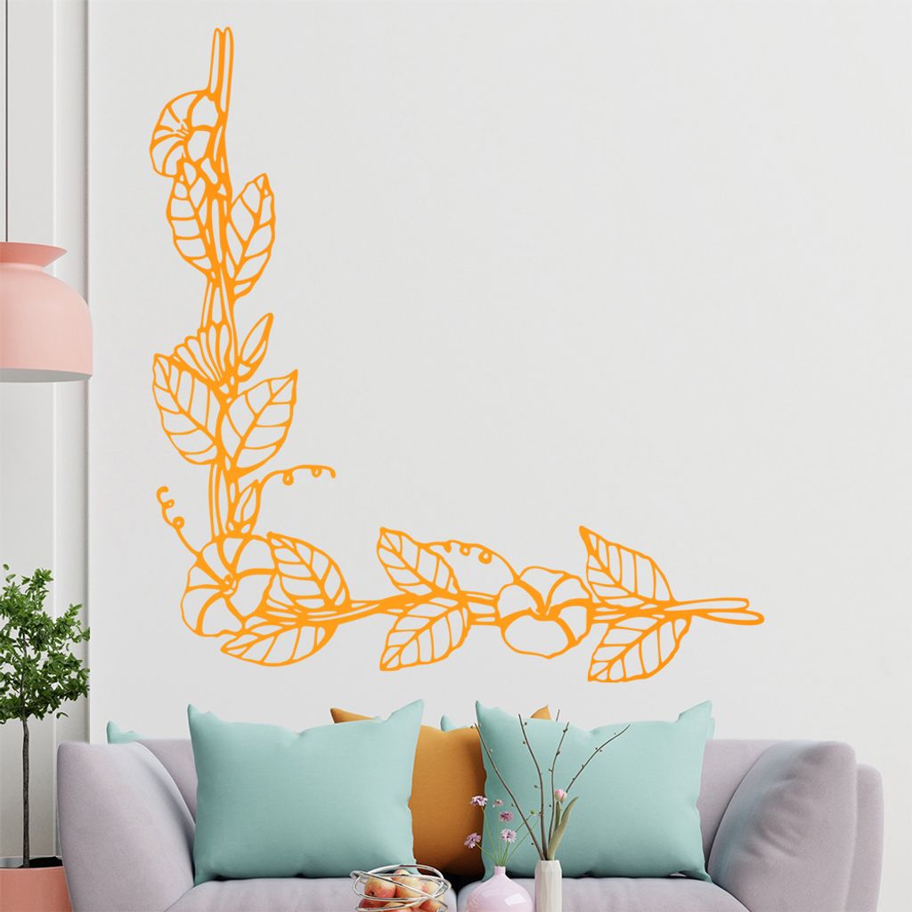 Blumen - Ranken Wandtattoo in 6 Größen - Wandaufkleber Wall Sticker - Dekoration, Küche, Wohnzimmer, Schlafzimmer, Badezimmer