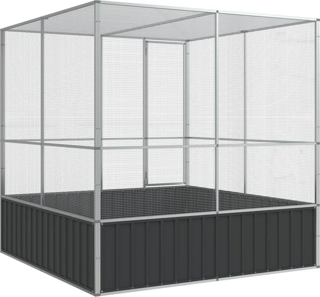 vidaXL Voliera argento 211x207x212 cm acciaio Immagine del prodotto 