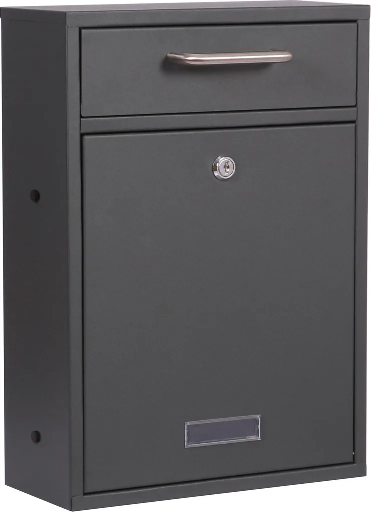 Wiltec V52 Boîte aux Lettres Murale Anthracite Verrouillable 400mm