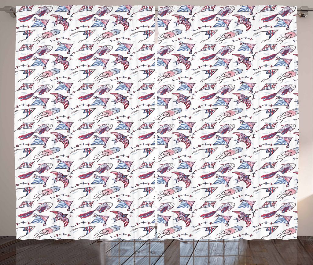 ABAKUHAUS Kites Rustikaler Gardine, Fisch-Vogel und Rhombus Shapes, Schlafzimmer Kräuselband Vorhang mit Schlaufen und Haken, 280 x 175 cm, Dunkle...