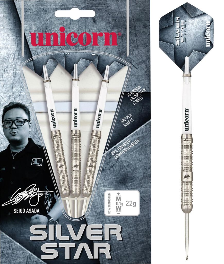 Unicorn Seigo Asada Silver Star Steel Darts - 24g -- 1 Satz