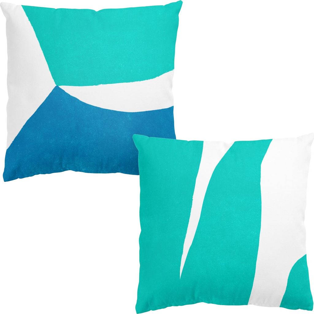 Dekokissen 2-teilig Muster drinnen / Indoor Zierkissen Samt waschbar Design türkis Pop Art Sofakissen mit Füllung