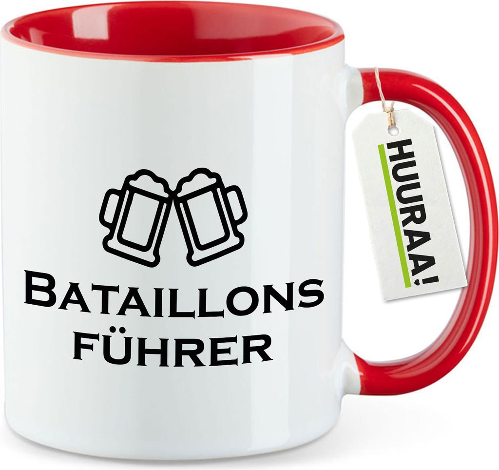 Huuraa Kaffeetasse Bataillonsführer Schützenfest 330ml Rot Keramik Kaffeebecher Geschenkidee