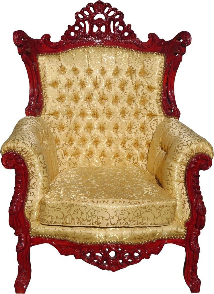 Casa Padrino Barock Sessel Al Capone Gold Muster / Braunrot - Antik Stil Wohnzimmer Möbel - Limited Edition